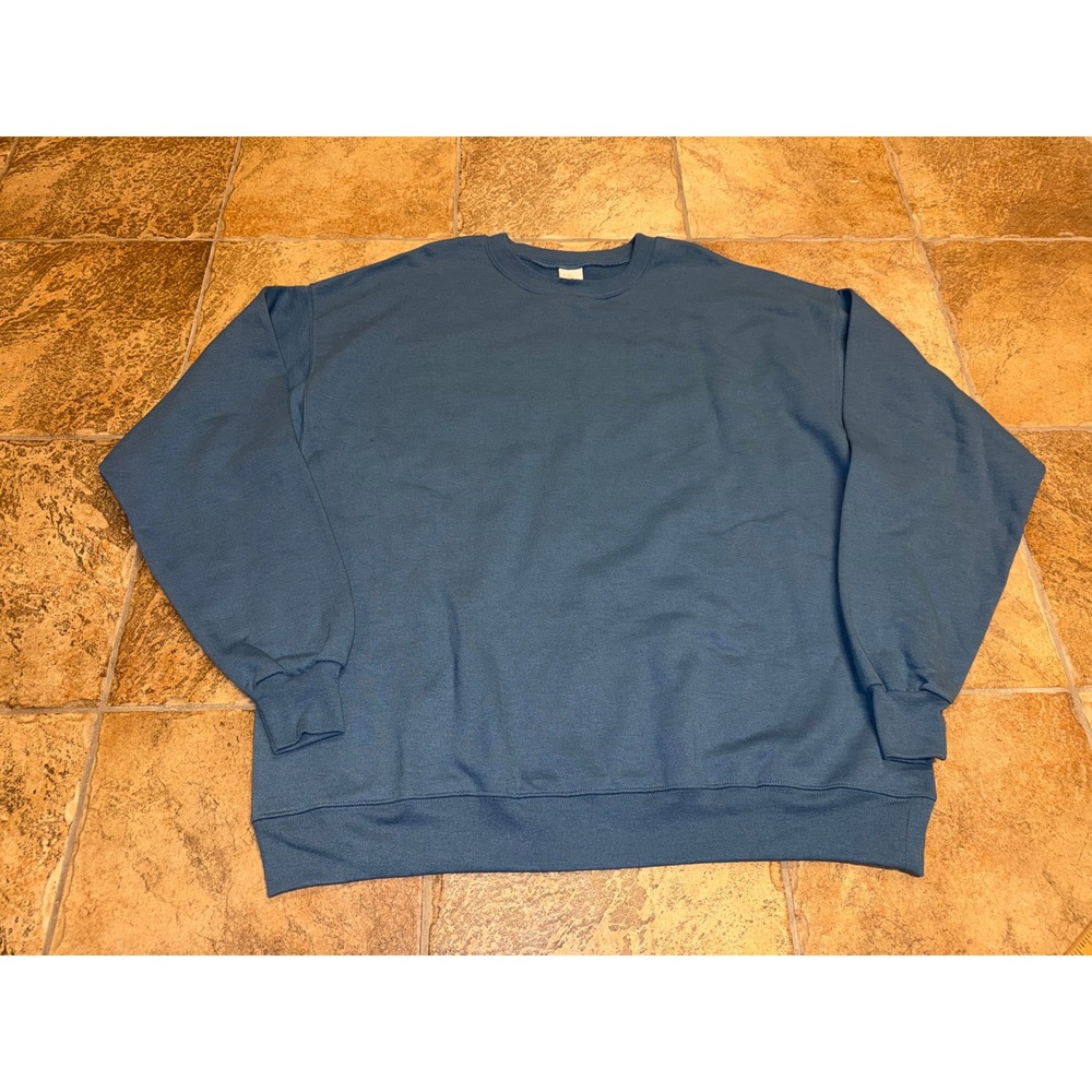Hanes EcoSmart Sweatshirt XL Slate Blue Crewneck Unisex Fleece Pullover